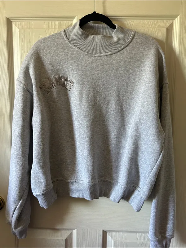 Kaete Mockneck Grunge Gray Boyfriend Cozy Fleece Sweatshirt‎ S/M - Image 6
