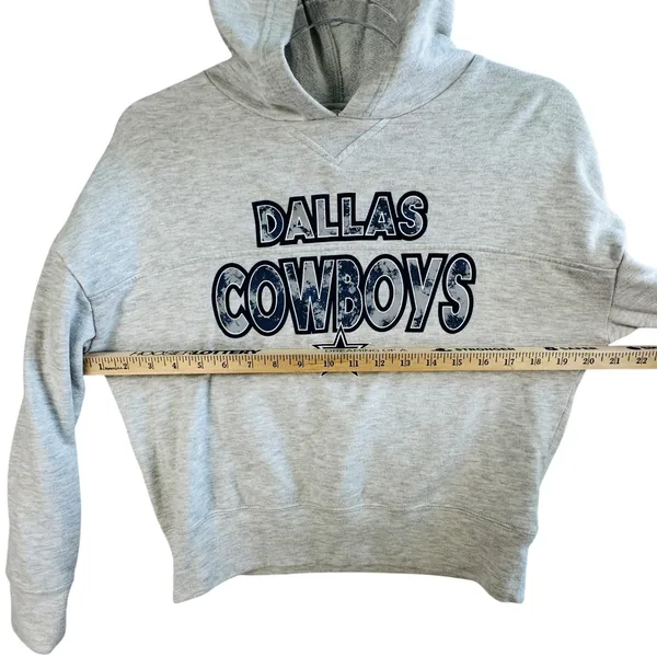 NFL Dallas Cowboys Cropped Hoodie‎ Womens Sleepwear Pullover Sweatshirt Gray S - Image 4