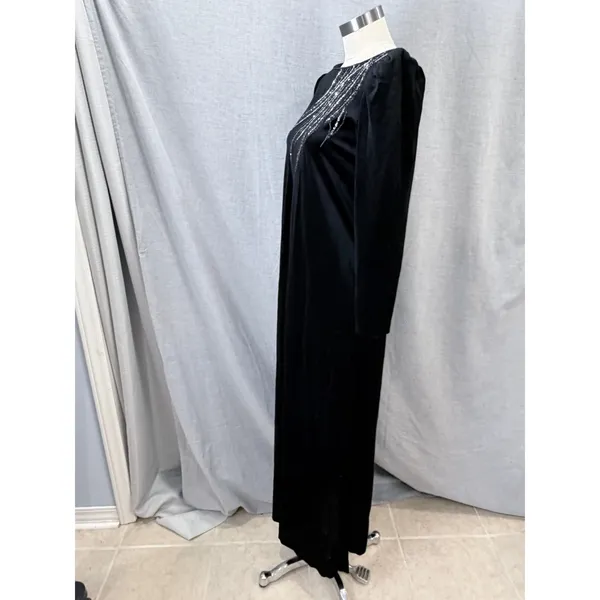 Vintage Barad & Co Black Silver Embellishment Long Sleeve Gown by Tom Bezduda S‎ - Image 10