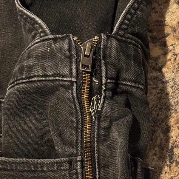 Levis Denim Overalls Mile High Wide Leg Crop Y2K Grunge 90s Streetwear Black 33 - Image 5