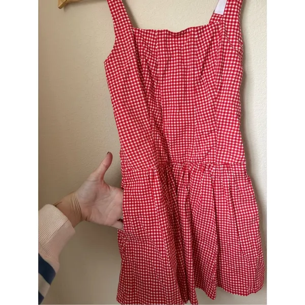 Abercrombie & Fitch The A&F Mila Drop-Waist Mini Dress Red Gingham Size XXS - Image 5