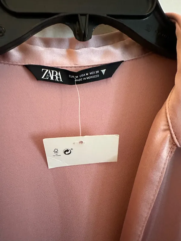 Zara Satin Effect Pink Dress Medium New - Image 4