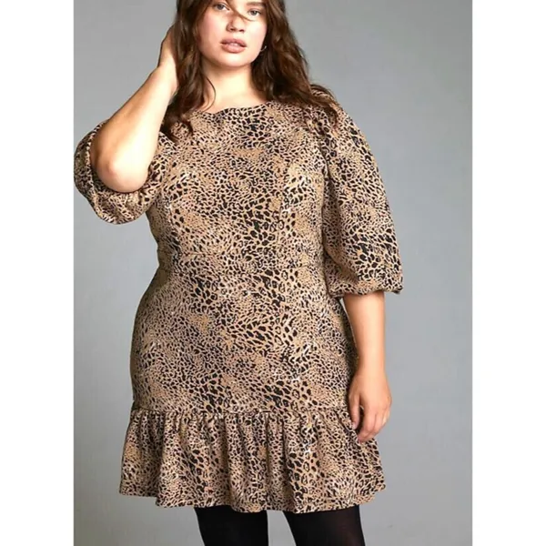 Anthropologie Maeve Animal Print Knit Cut-Out Mini Dress Leopard Tiered Size 14‎ - Image 3