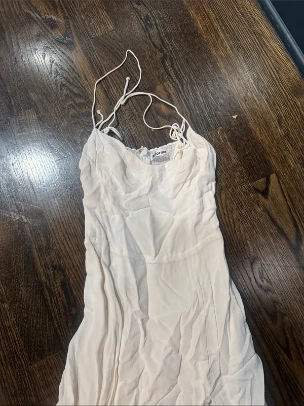 Reformation Cream Lightweight Spaghetti-Strap Dress - Image 2
