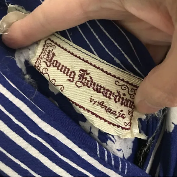 Vintage 70’s‎ Young Edwardian spaghetti strap surplus Hawaiian print sundress S* - Image 12