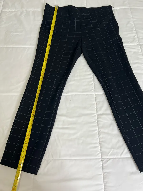 Ann Taylor Womens Black Plaid Checkered Stretch Dress Pants Size L Workwear Preppy - Image 6