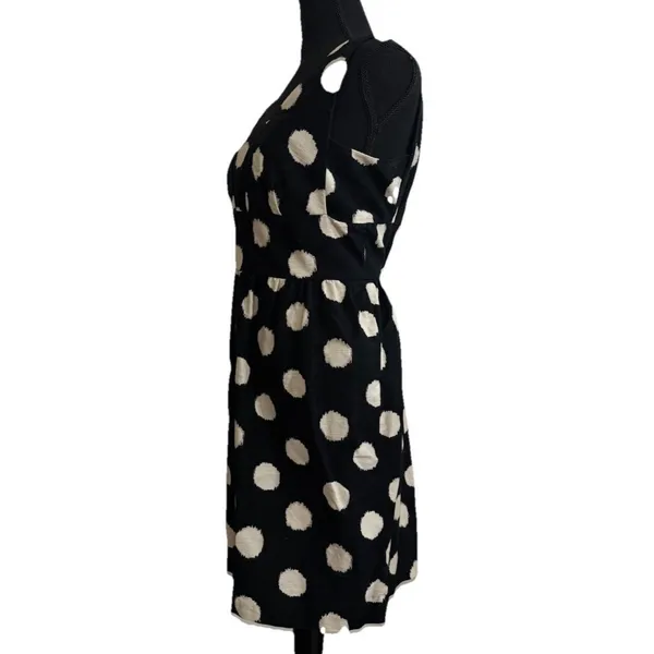 Ann Taylor Loft Black‎ Ivory Polka dot dress Sz 8 Cocktail Sleeveless Officecore - Image 3