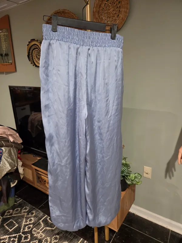 Zara Light Blue Satin Track Pants - Image 9