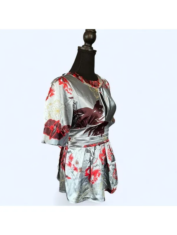 Vintage Y2K BCBGMAXAZRIA Floral Kimono Top size small - Image 3