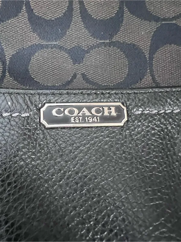 Coach Signature Hobo Bag in Black/Brown signature print canvas monogram pattern - Image 3