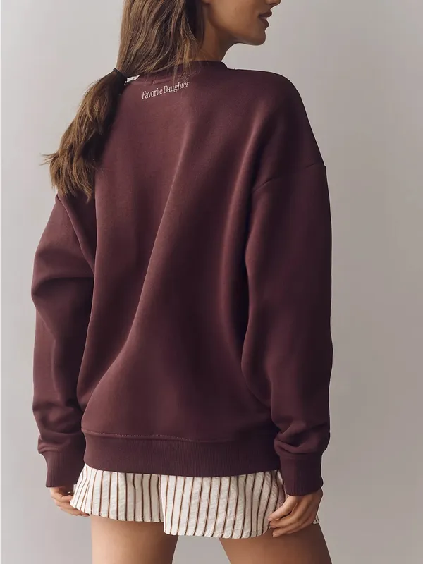 Favorite Daughter Sports Mom Sweatshirt in Burgundy / Gardenia - Image 2