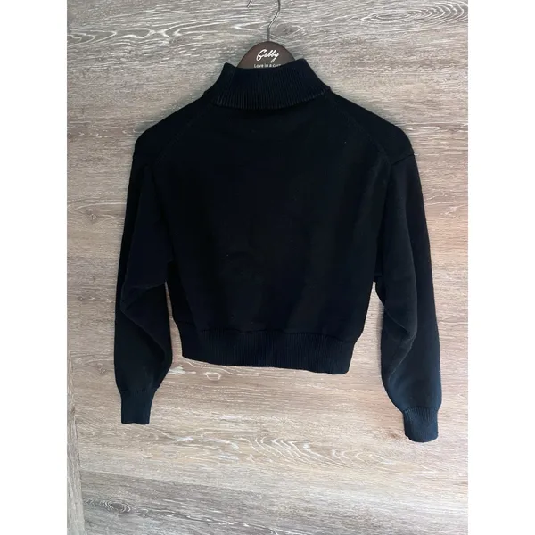 WILFRED FREE Artizia Black Cropped Turtleneck 100% wool sweater Women Size XL - Image 7