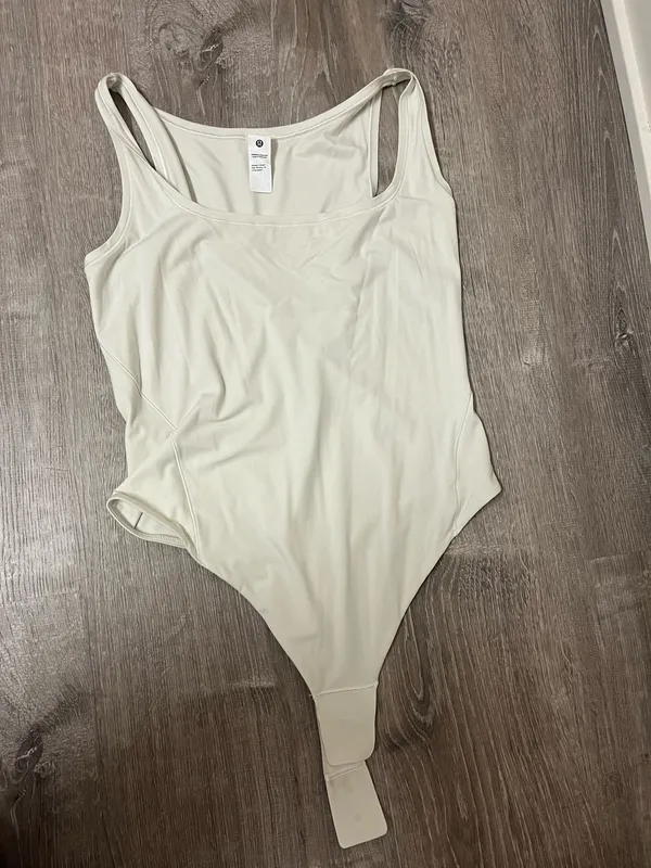Lulu lemon Wundermost Ultra-Soft Nulu Square-Neck Sleeveless Bodysuit in bone worn once #bodysuit #lululemon - Image 2