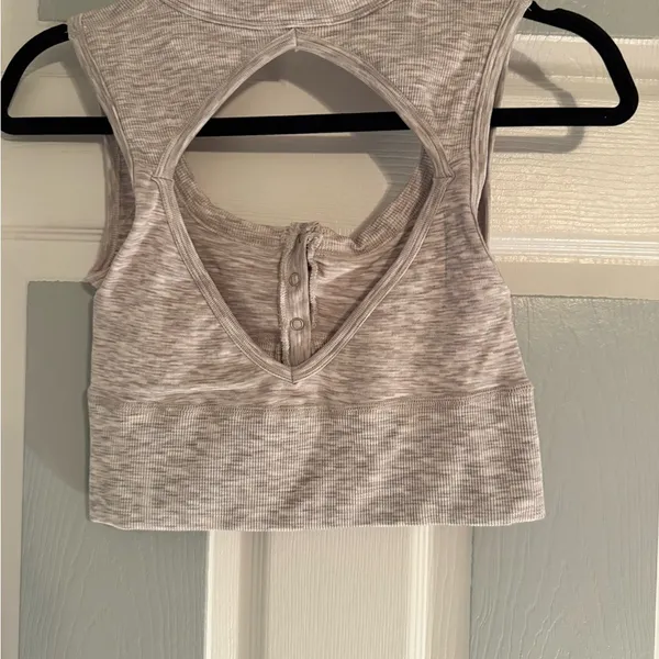 Free People Movement Gray Sleeveless Button-Up Sports Bra/ Tank - Image 3