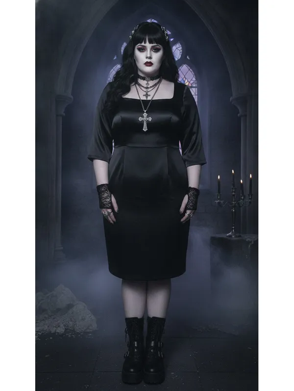 New with Tags Lucky 13 Black Satin Gothic Bombshell Dress Size 1 (US Large) - Image 5