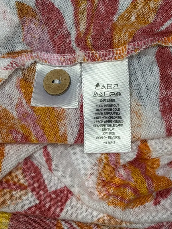 Cynthia Rowley Linen Boxy Floral Blouse Pink Coastal Beach Vacation Women’s XL‎ - Image 9