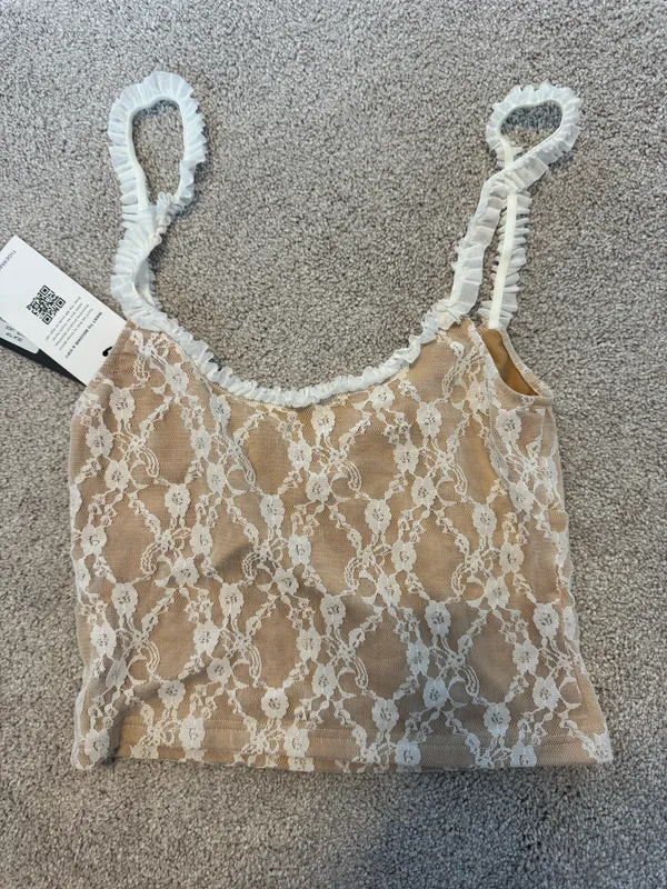 Tiger Mist White/Tan Lace Top - Image 3