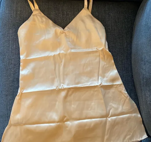 Cream satin slip lingerie dance costume dress - Image 2