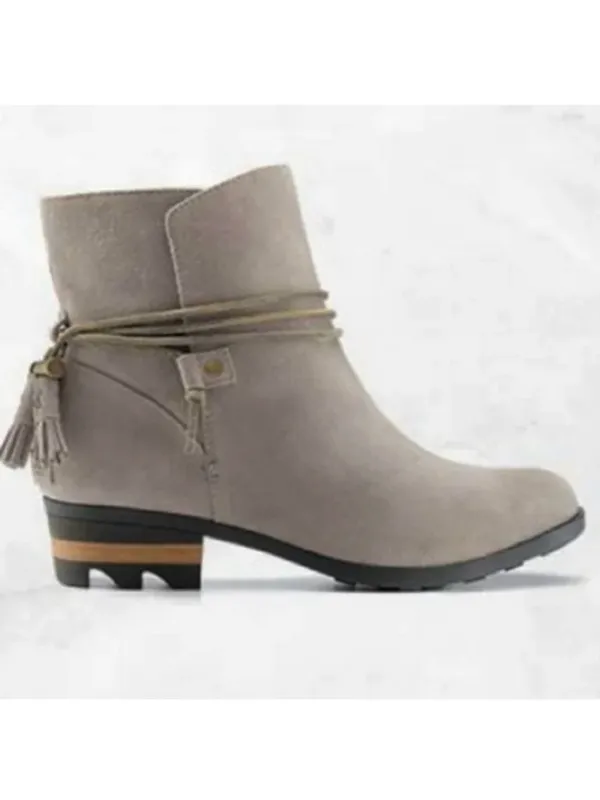 EUC Sorel Leather Farah Waterproof Ankle Boots Taupe Grey Size 8 - Image 3