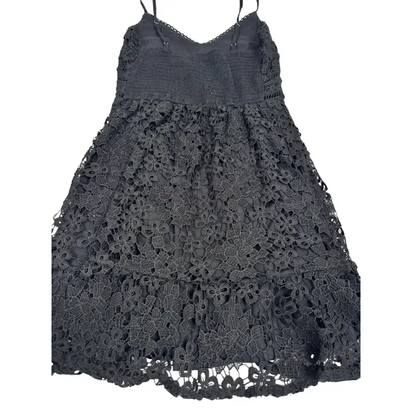 NWT‎ Abercrombie & Fitch Black Floral Lace Mini Dress Smocked Back Small P - Image 6