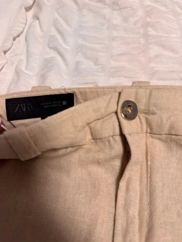 Zara Beige Cropped Linen Pant - Image 2