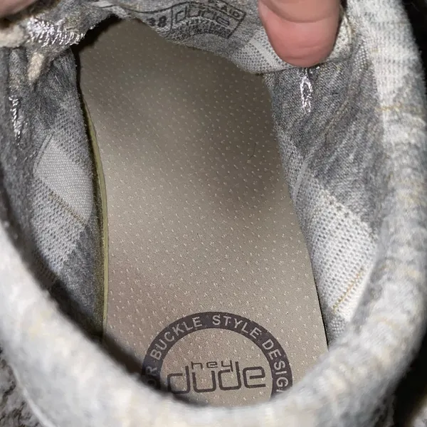 Hey Dude Britt Shoes Womens 7 Beige Plaid Slip On Comfort Loafers‎ Casual - Image 10