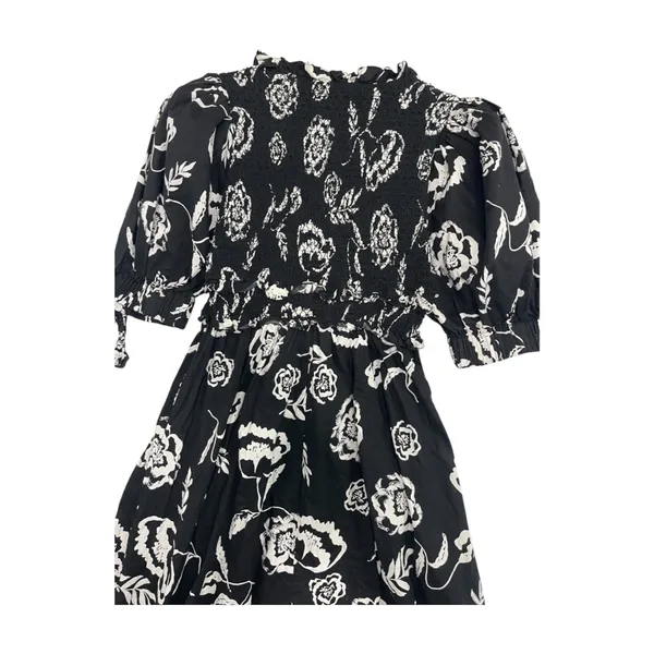 Sofie The Label Dress Womens Small Black Midi Floral Half Sleeve Smocked Boho - Image 9