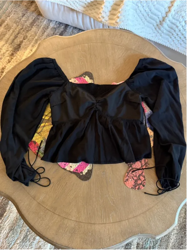 Ambiance Black Long Sleeve Blouse Women's Large - Image 4