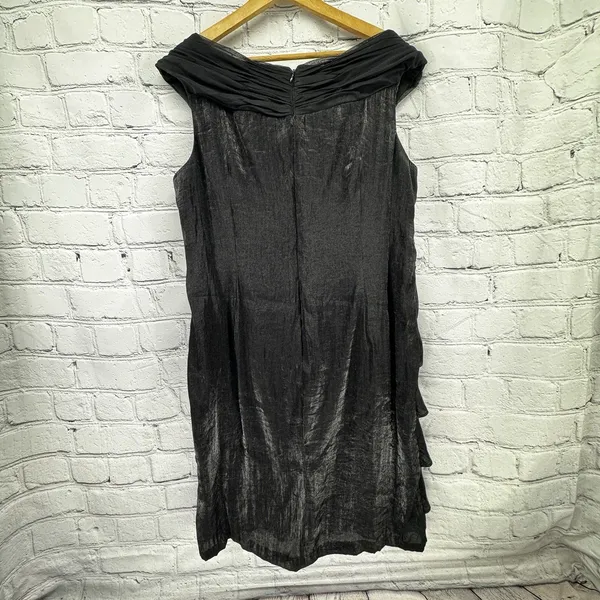 London Times Dress Size ?? Black Tiered Ruffle Sheath Cocktail Empire Waist - Image 3
