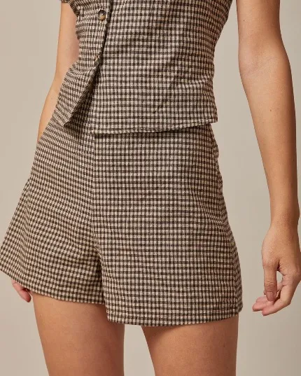 RIHOAS Brown Plaid Shorts - Image 2