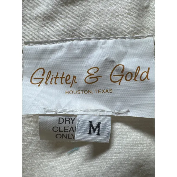 Glitter‎ & Gold Houston Cream Denim Vest Crochet Lace Grape Trim Womens Medium - Image 3