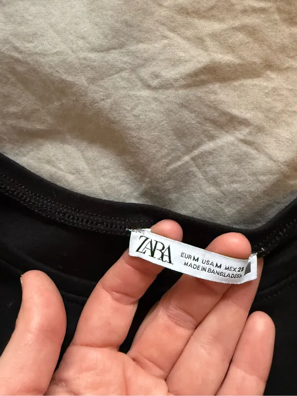 Zara Black Tank Top with Logo Tag - Image 3