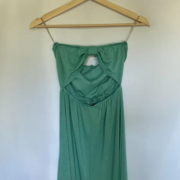 Rue21 Open Back Strapless Maxi Tube Dress Small Green Women Cut Out Bow - Image 4