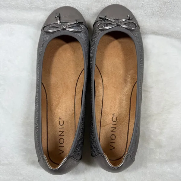 Vionic Minna Gunmetal Silver Snake Skin Ballet Flats Orthotic Size 7.5 - Image 8