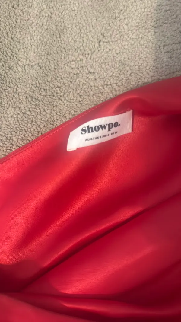 Red Showpo Dress Mini One-Shoulder - Image 3