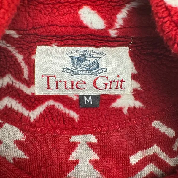 True Grit Fleece Button Up Shirt Women's Size‎ Medium Red Nature Print - Image 3