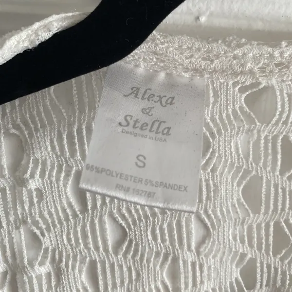 Alexa & Stella Open Front Fringe Kimono Cardigan Womens Size S White Lace Boho - Image 5