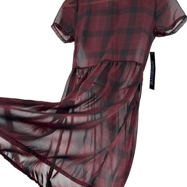 Seventeen Junior Sheer Plaid Dress Indie Sleaze‎ Dark Academia Mallcore Y2K NWT - Image 10