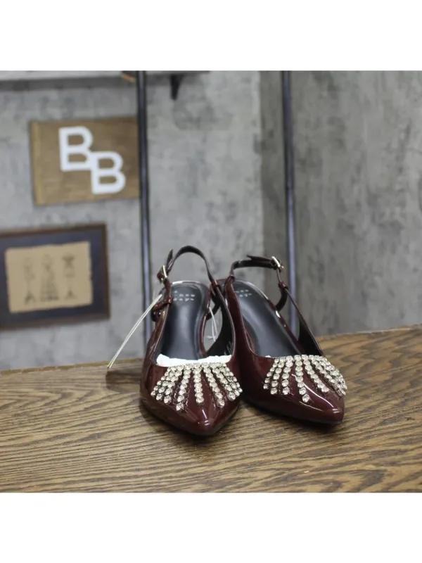 NWT A New Day Serafina Heels Rhinestone Strap Back 94661781 Burgundy Red 6.5M - Image 4