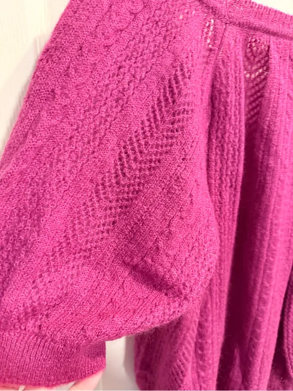 Express Magenta Short Sleeve Knit Mohair Wool Blend Scoop Neck Sweater - Image 7