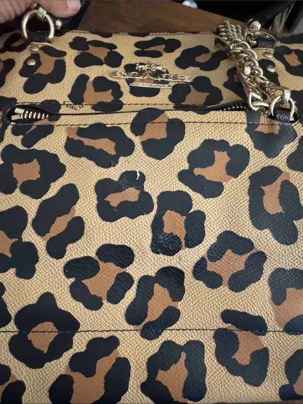 PRICE DROP Coach Town Car Ocelot Leopard Print Tote Leather Tan, Brown & Black - Image 16
