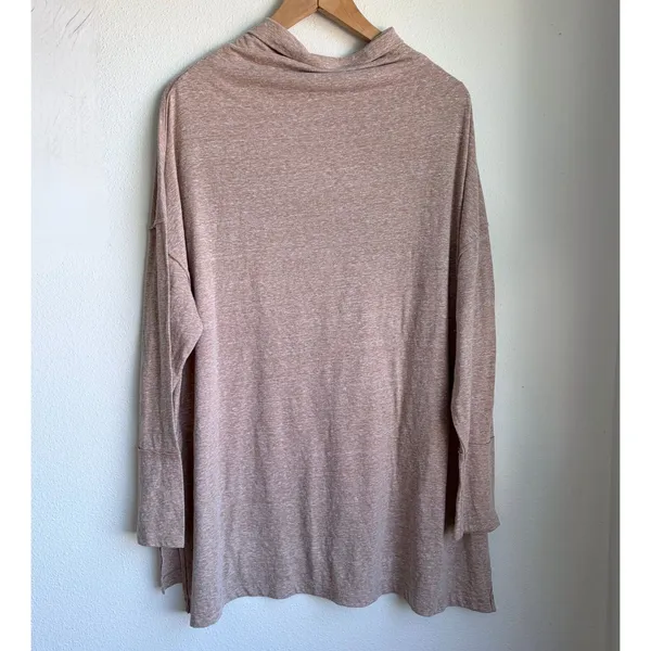FREE PEOPLE We The Free Bella Vista Brown Cowl Neck Oversize Tunic Womens Medium - Image 2