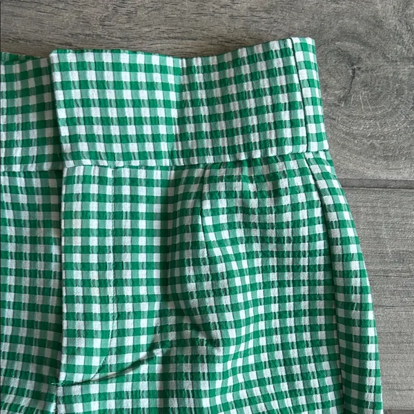 Zara Green and White Checkered Trousers - Image 3