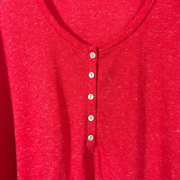 Victoria's Secret Red Henley Button 3/4 Sleeve Lightweight Lounge Top Large L - Image 2