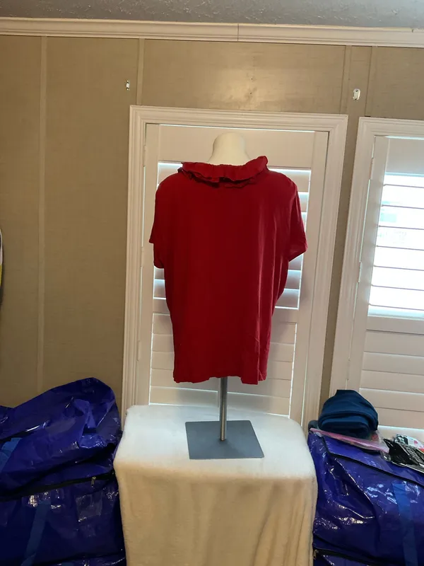 Ralph LaurenRed Ruffled Blouse - Image 4