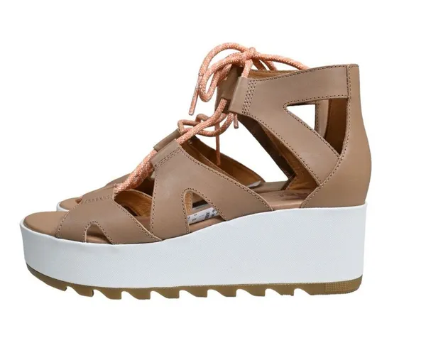 SOREL Womens 9 Cameron Platform Gladiator Sandal in Honest Beige/Gum NEW - Image 5