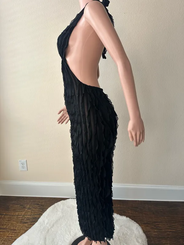 Brand New! Black Sexy Backless Ankle-Length Dress | Size M - Image 2