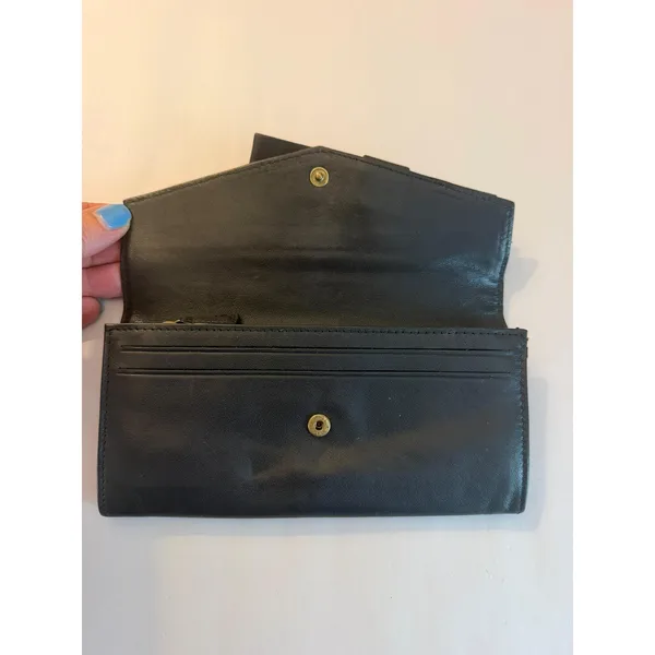 Vintage Y2K Banana Republic Long Accordion Wallet in Black Leather 7.5"x3.75" - Image 7