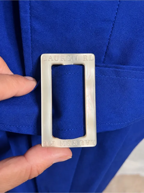 Ralph Lauren Cobalt Blue Belted Long Trench Coat - Image 10