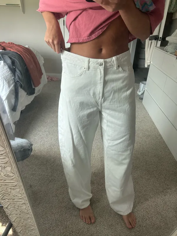Women’s white wide leg belted jeans H&M - Image 6